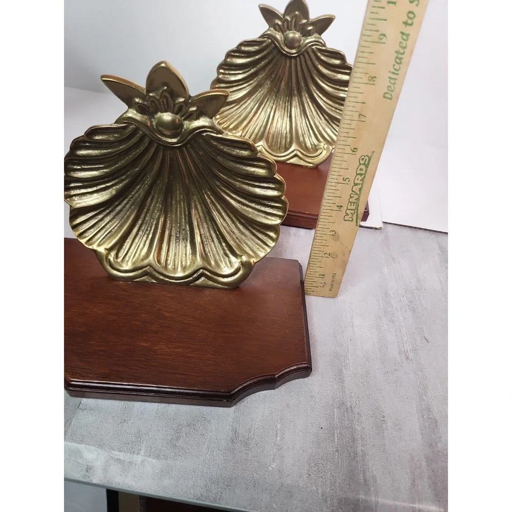 Seashell Wall Shelf Solid Brass And Wood Scallop Gold Shell Hollywood Regency